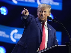 Former President Donald Trump speaks at the Turning Point Action conference, Saturday, July 15, 2023, in West Palm Beach, Fla.