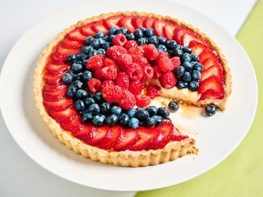 Top this fruit tart with berries, peaches, plums or any fruit you like.