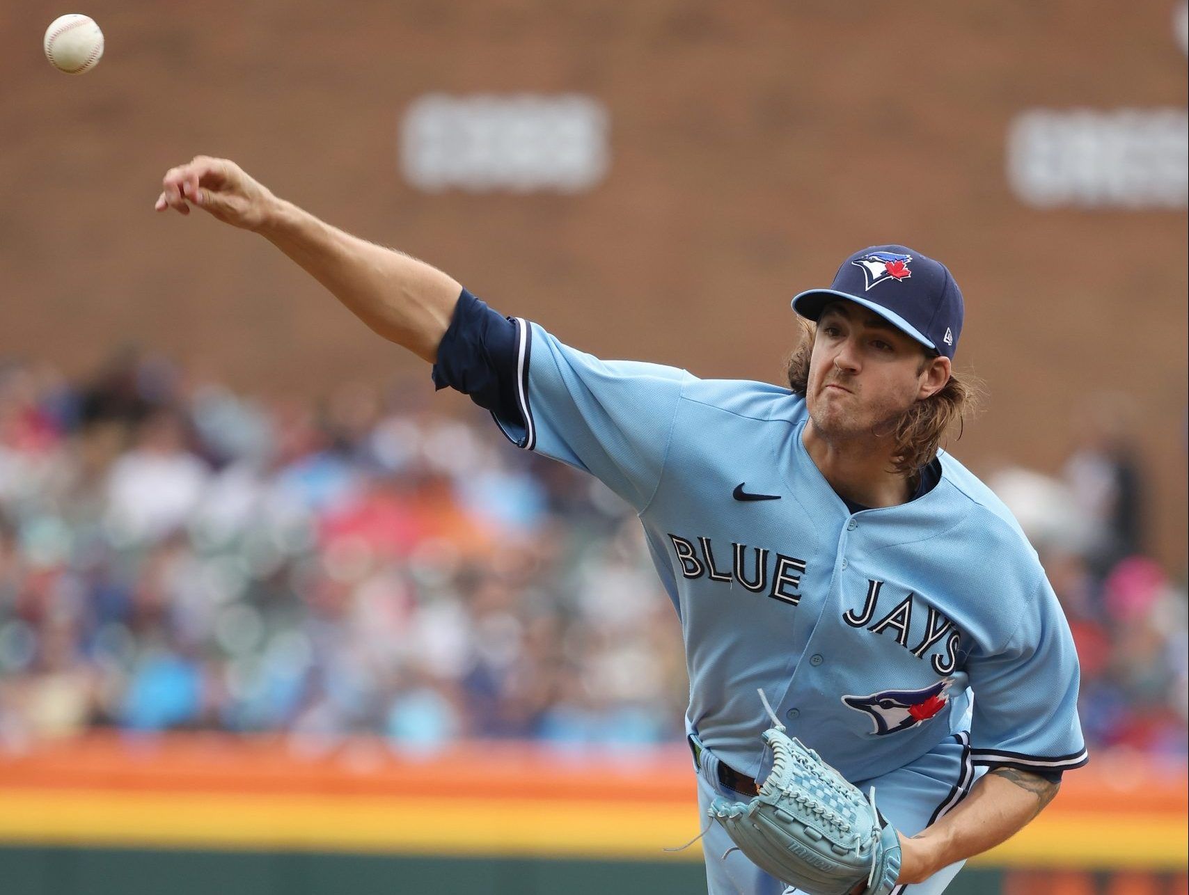 Right-hander Kevin Gausman reacts to being traded to Atlanta