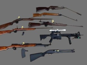 Some of the weapons seized by Durham Regional Police.