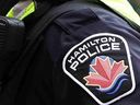 A Hamilton Police officer's shoulder patch                                                                                         