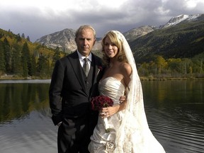 Kevin Costner and Christine Baumgartner are pictured in 2004 at their wedding in Aspen, Colorado