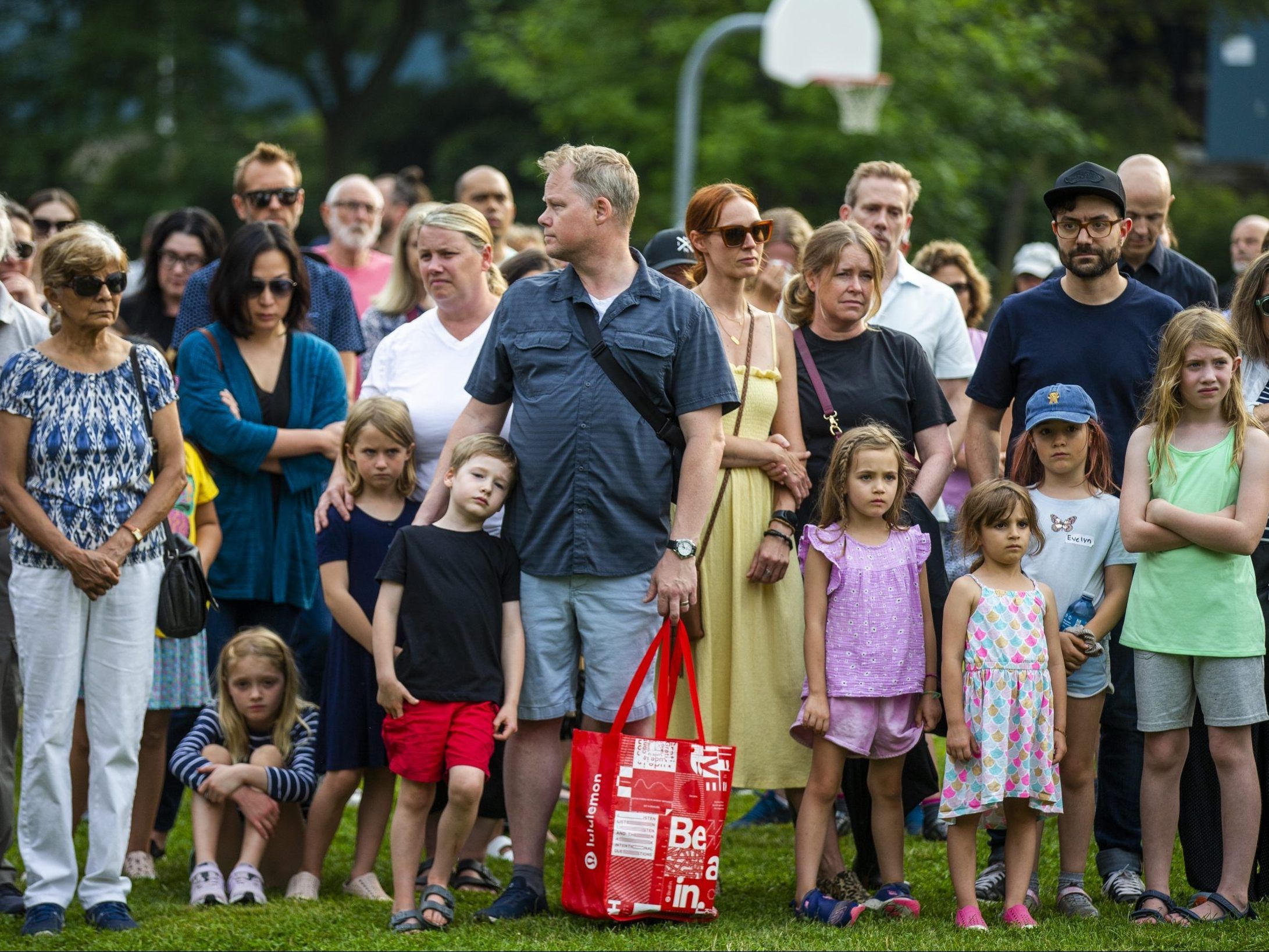 A public vigil is held for Karolina Huebner-Makurat at Jimmie Simpson Park on Queen St. E., near Carlaw Ave. in Toronto on Monday, July 17, 2023. 