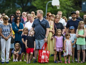 A public vigil is held for Karolina Huebner-Makurat at Jimmie Simpson Park on Queen St. E., near Carlaw Ave. in Toronto on Monday, July 17, 2023.
