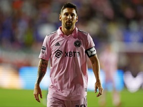 Lionel Messi of Inter Miami CF looks on during the second half of the Leagues Cup 2023 match between Cruz Azul and Inter Miami CF at DRV PNK Stadium on July 21, 2023 in Fort Lauderdale, Fla.