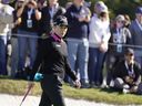 Morgan Pressel reads a green on The Hay short course during the celebrity challenge event of the AT&T Pebble Beach Pro-Am golf tournament in Pebble Beach, Calif., Feb. 2, 2022.