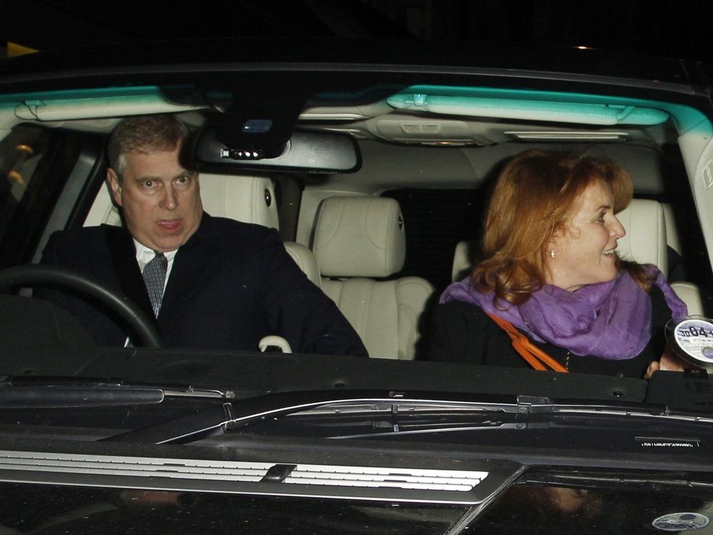  Prince Andrew and Sarah Ferguson are photographed in a car in London on April 17, 2013. Avalon (Bang Showbiz)