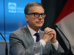 Bank of Canada Governor Tiff Macklem speaks during a press conference following the announcement of the monetary policy report at the Bank of Canada auditorium in Ottawa on July 12, 2023.