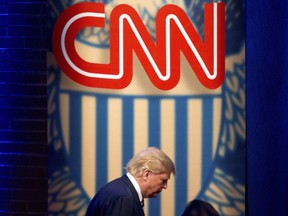 Then-Republican presidential candidate Donald Trump arrives for a CNN town hall at the University of South Carolina in Columbia, S.C., Feb. 18, 2016. A federal judge has dismissed a lawsuit Trump filed against CNN in which the former U.S. president claimed that the network's referring to his efforts to overturn the 2020 election as "the Big Lie" was tantamount to comparing him to Adolf Hitler. Trump had been seeking punitive damages of $475 million in the lawsuit filed last October.