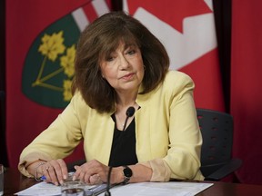 Ontario Auditor General Bonnie Lysyk speaks to the media during a press conference regarding her Special Report on Changes to the Greenbelt at Queen's Park on Wednesday, Aug. 9, 2023.
