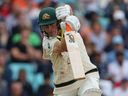 Australia's Marnus Labuschagne hits a boundary on day five of the fifth Ashes cricket Test match.
