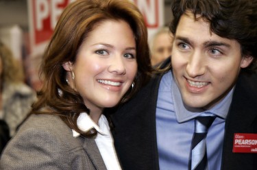 Justin Trudeau and his wife, Sophie Gregoire, attend a campaign rally for London-North-Centre Liberal candidate Glen Pearson in 2007