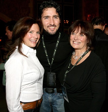 Justin Trudeau, with wife, Sophie, and mom, Margaret Trudeau during a meet and greet at the Banff Springs for the Kennedy Water Alliance fundraiser