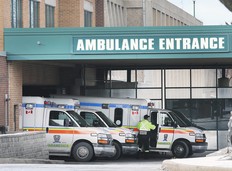 A paramedic and ambulances