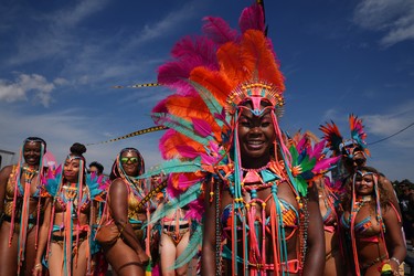 Revellers take part in the Toronto Caribbean Carnival.