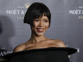 Canadian actress Taylor Russell arrives at the Moet and Chandon Illuminates the Holiday Season event at Lincoln Center in New York City on Dec. 5, 2022.