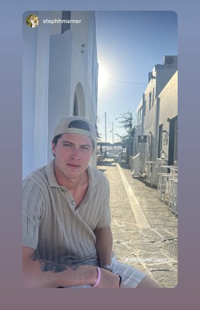 Mitch Marner poses during his honeymoon in Mykonos, Greece.