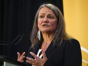 Kimberly Murray speaks after being appointed as Independent Special Interlocutor for Missing Children and Unmarked Graves and Burial Sites associated with Indian Residential Schools, at a news conference in Ottawa, on Wednesday, June 8, 2022.