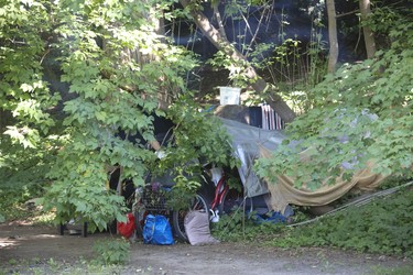 An encampment at the corner of Rosedale Valley and Park Rds.