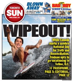 The Toronto Sun’s front page on Oct. 1, 2021.