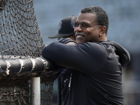 Chicago White Sox executive vice-president Ken Williams watches batting practice.