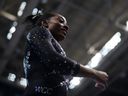 Gymnast Simone Biles walks off after competing in the floor exercise on the final day of women's competition at the 2023 US Gymnastics Championships at the SAP Center on August 27, 2023 in San Jose, California. 