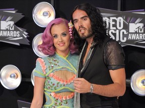 Katy Perry and Russell Brand are pictured at the MTV Video Music Awards in August 2011