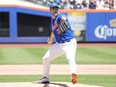 New York Mets pitcher Justin Verlander delivers against the Washington Nationals in the first inning of a baseball game, Sunday, July 30, 2023, in New York.