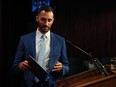 The union representing elementary students in Ontario say they will not accept a deal to head to arbitration to avoid a strike. Ontario Education Minister Stephen Lecce steps to the podium before speaking to journalists at the Queen's Park Legislature, in Toronto, Friday, Aug. 25, 2023.