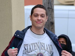 Pete Davidson is seen on the set of Bupkis