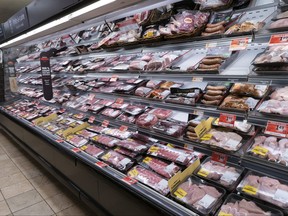 A meat counter in a grocery store is seen in Montreal, on Thursday, April 30, 2020.