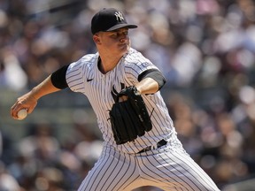 New York Yankees' Clarke Schmidt pitches