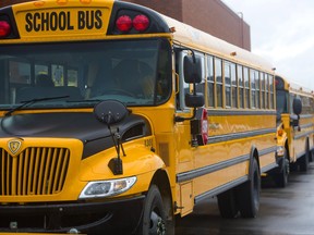 School buses are pictured parked in this file photo.