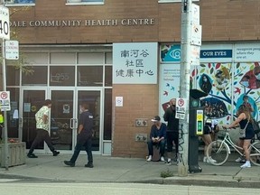 The Riverdale Community Health Centre, on Queen St. and Carlaw Ave., is pictured earlier this month. (Jack Boland, Toronto Sun)