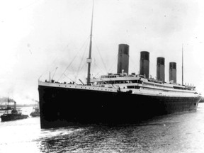 The Titanic leaves Southampton, England, on her maiden voyage, April 10, 1912.