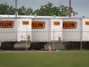 Unifor says nearly 130 Canadian truck drivers were told not to report for work after the Teamsters Union said U.S. trucking giant Yellow Corp. shut down operations and filed for bankruptcy. Box trailers are seen at Yellow Corp. trucking facility in Nashville, Tenn., Monday, July 31, 2023.
