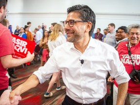 Yasir Naqvi announces he has entered the provincial Liberal leadership race at a campaign launch held at St. Anthony's Banquet & Conference Hall in Ottawa on June 3, 2023.
