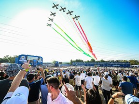 A general view of the fan village during the opening ceremony for the 2023 Ryder Cup at Marco Simone Golf Club.