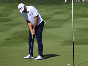 US golfer, Scottie Scheffler putts on the 10th green during practice ahead of the 44th Ryder Cup.