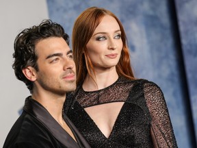 Joe Jonas and Sophie Turner attend the 2023 Vanity Fair Oscar Party Hosted By Radhika Jones at Wallis Annenberg Center for the Performing Arts on March 12, 2023 in Beverly Hills, California. (Photo by Amy Sussman/Getty Images)