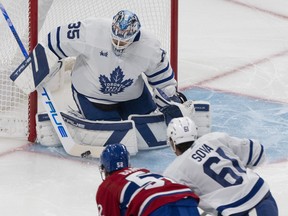 Toronto Maple Leafs goaltender Ilya Samsonov makes a save.