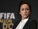 German soccer player Nadine Kessler gives a press conference ahead of the FIFA Ballon d'Or 2014 award ceremony at the Kongresshaus in Zurich on January 12, 2015.