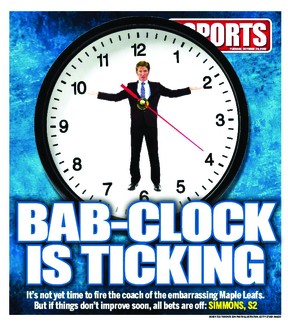 HISTORY REPEATS: The Toronto Sun front page from Oct. 29, 2019, when Mike Babcock was the Maple Leafs head coach.