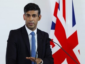 British Prime Minister Rishi Sunak during a press conference