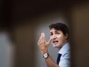 Prime Minister Justin Trudeau speaks to the media and students at Humber College regarding his government's new federally-imposed carbon tax in Toronto on Tuesday, Oct. 23, 2018.