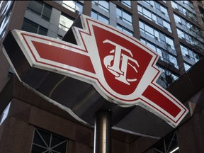 A TTC sign is shown at a downtown Toronto subway stop.