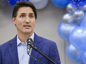 Prime Minister Justin Trudeau speaks during a Rosh Hashanah celebration at the Bernard Betel Centre, in Toronto, Thursday, September 14, 2023.