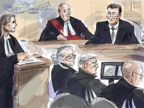 A court sketch from Peter Nygard's trial.