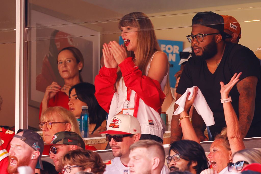 Taylor Swift is seen during a game between the Chicago Bears and the Kansas City Chiefs at GEHA Field at Arrowhead Stadium on September 24, 2023 in Kansas City. David Eulitt/Getty Images