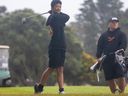 Golfer Bayleigh Teepa-Tarau, from the small New Zealand town of Taneatua, tees off on his way to winning the nine-hole title at the Zespri 2023 Association of Intermediate and Middle Schools (AIMS) Games in Tauranga.